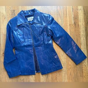 Vintage Blue Leather Jacket